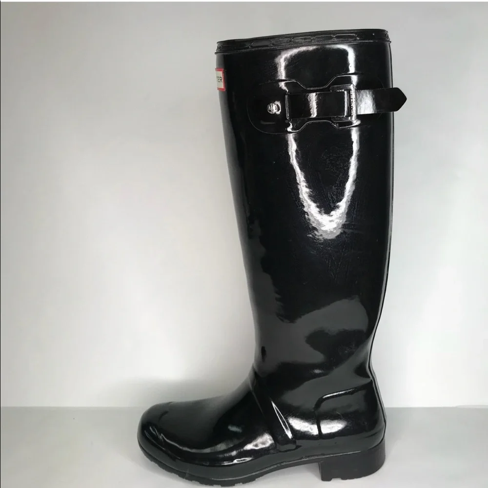 Hunter boots original tall black gloss size 8 - Picture 6 of 7